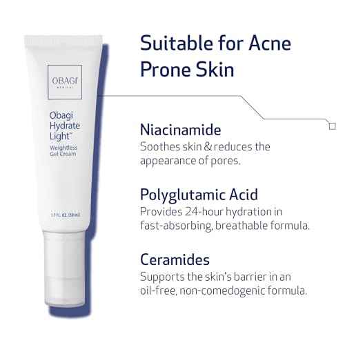 Obagi Hydrate Light Oil-Free Moisturizer ? Fast-Absorbing, Lightweight Gel for Acne-Prone Skin ? Non-Comedogenic, Hypoallergenic with Soothing Niacinamide, Glycerin & Ceramides for 24-Hour Hydration