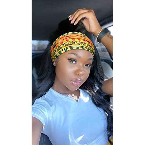 Huachi Wide Headbands for Women Boho Workout Head Bands for Women¡¯s Hair African Knotted Non Slip Headwrap Turban Sport Yoga Girls Bandeau Hair Accessories (Pack of 4)