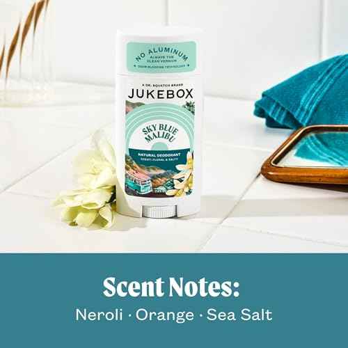 JUKEBOX Natural Deodorant for Women?Sky Blue Malibu Scent? Aluminum-Free, No Baking Soda, No Harsh Chemicals, Odor Blocking Technology, Neroli, Orange, Sea Salt-a Dr. Squatch Brand-2.65oz, 2 Pack