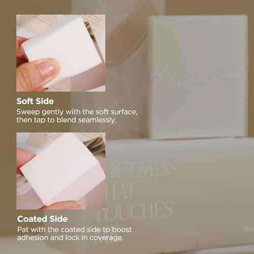 Piccasso Makeup Sponges for Foundation 20P ? Latex Square Sponges for Face Makeup, Long-Lasting Sponges with Coating Surface, Ideal for High-Adherence & Hygienic Daily Use