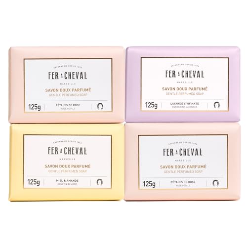 Fer ? Cheval Gentle Perfumed Soaps Gift Set, 4x125g/4.41oz - Marseille Vegetable Soap with Shea Butter and Softening Oils