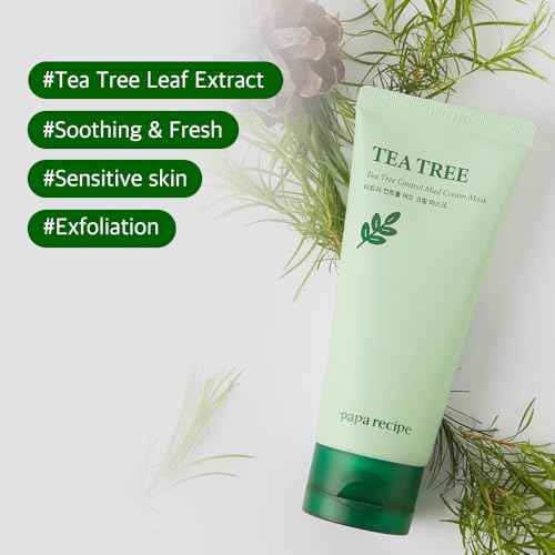 Papa Recipe Tea Tree Mud Mask ? Kaolin & Bentonite Clay for Pore Care & Oil Control ? Red Bean Exfoliation & Soothing Formula ? Korean Skincare