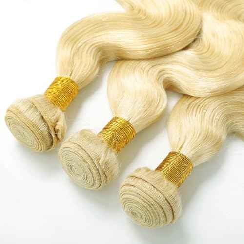 26 28 30 Inch 613 Bundles Blonde Body Wave Bundles Human Hair Double Weft Unprocessed Brazilian Virgin Human Hair Extensions Color 613