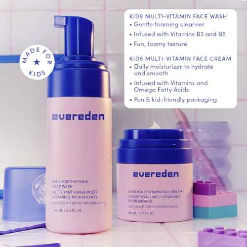 Evereden Kids Skincare & Sunscreen Essentials Set - Multi-Vitamin Face Wash, Face Cream & SPF 50 Mineral Sunscreen - Clean, Vegan, Non-Toxic Skincare for Kids 3+