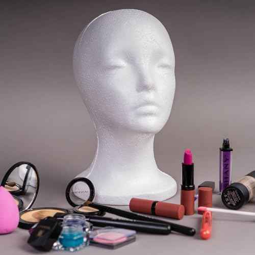 SHANY Styrofoam Model Heads ,Hat Wig Foam Mannequin Female Wig Head Stand ,Mannequin Head for wigs , Wig Holder - Round Base , 11 Inches Female Mannequin Head -12 Pieces - One Dozen