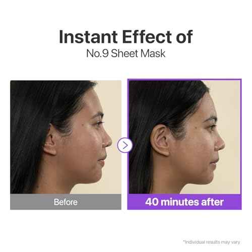 numbuzin No.9 Sheet Mask | NAD+ BIO Lifting-sil Full Face Mask | Improves Jawline, Jowls, Wrinkles, Neck Lines | Peptides, NAD+, Collagen | Skin Firmness | 4 Sheets + Lifting Band