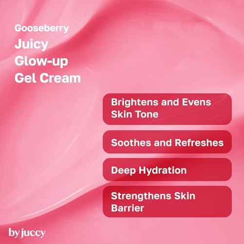 Gooseberry Juicy Glow-up Gel Cream¤ÓDaily Hydration, Even Skin Tone¤ÓGooseberry, Alpha-Arbutin, Niacinamide, Centella Asiatica¤ÓKorean Skin Care, Korean Moisturizer | By Juicy | 1.85 Fl.oz