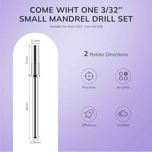 Lavinda Small Sanding Bands Nail Drill Bit, 80 Piece Extra Fine Sanding Bands for Nail Drill with 3.1mm Mandrel Bit for Acrylic Nails Gel Removing Shaping Polishing Nail Salon Use (240 Grit, Purple)