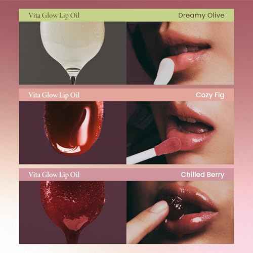 AXIS-Y Vita Glow Lip Oil with Vitamin E & Ceramide - Nourishing & Revitalizing Dry, Chapped Lips with Long Lasting Moisturization - Vegan Korean Skin Care Lip Treatment - 0.13 fl. oz. (Cozy Fig)