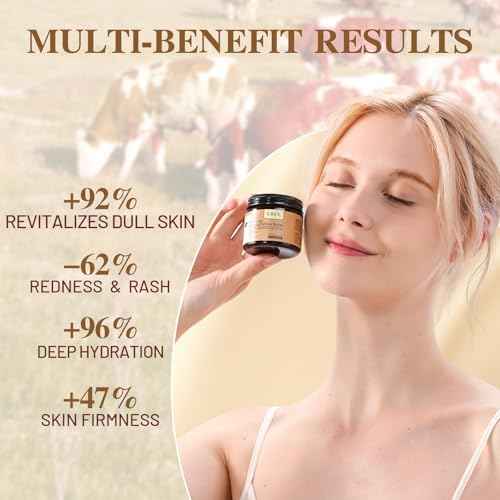 Organic Beef Tallow Honey Balm, Handmade Moisturizer Beef Tallow for Face and Body, Grass Fed Beef Tallow for Dry Skin, Pure Natural Cream with White Tea Scent, 2.1oz