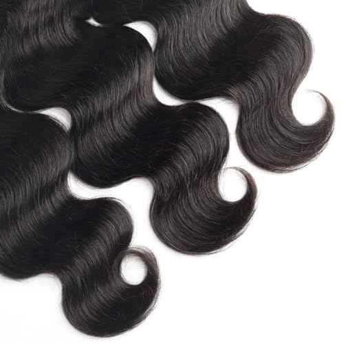 Body Wave Bundles Human Hair - 12A Brazilian Virgin Human Hair Bundle Double Weft Weave 100G Unprocessed Weave (1b, 18 20 22)