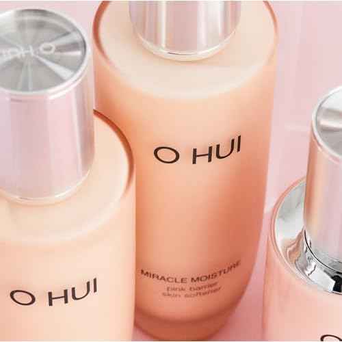 O HUI Miracle Moisture Set | Korean Skin Care Set, 2 Full Size + 4 Travel Essentials | Helps Strengthen Skin Barrier, Glowing Skin, Glass Skin | Softener Lotion, Face Wash, Emulsion | Ceramide, Peptide