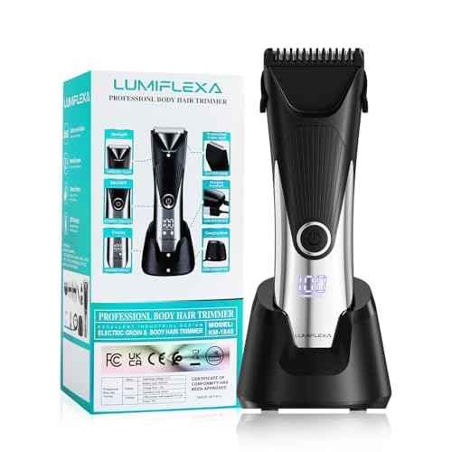 Body Hair Trimmer, LED Display, 6500 RPM Motor Manscaper for Men, 3 Adjustable Combs, USB & Dock Charging, IPX7 Waterproof Body Hair Groomers, Wet or Dry Use for Groin/Legs/Chest
