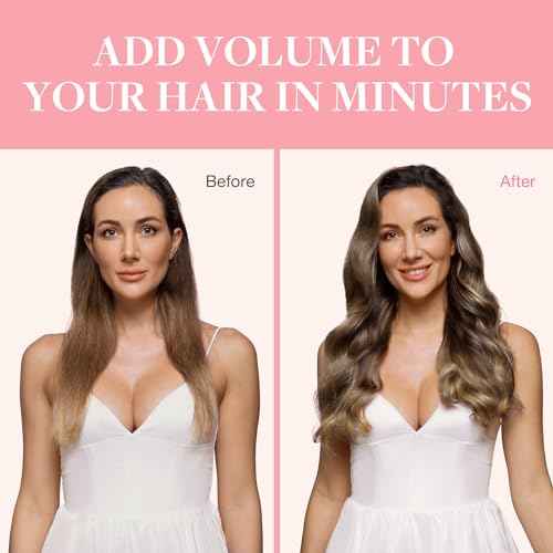 GOO GOO Clip in Hair Extensions Real Human Hair, Remy Human Hair Extensions Clip ins for Women, Natural Human Hair, 18inch 120g 7Pcs, 4/27/4 Balayage Chocolate Brown to Caramel Blonde