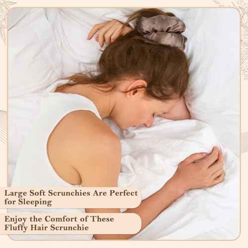 4Pcs Large Satin Hair Scrunchies, Big Pillow Scrunchies for Women Girls Silk Sleepy Scrunchie Ponytail Holders for Thick Hair