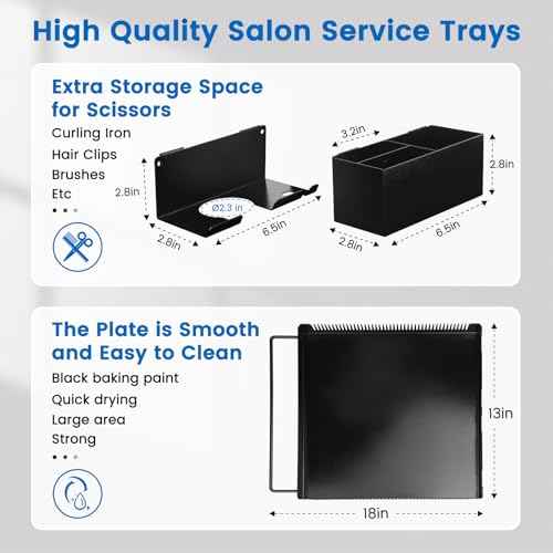 Rolling Salon Tray, Hairstylist Tray on Wheels with Holder and Hair Separator Stand for Salon Station, Salon Tray Cart, Salon Trolley Cart for Salon&Home Use