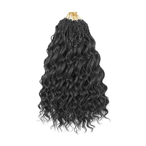 18 Inch Ocean Wave Crochet Hair 8 Packs - Synthetic Pre-Looped Deep Wavy Curly Braiding Hair for Black Women, Boho Style Hair Extensions (18inch,1B - 8 Packs)