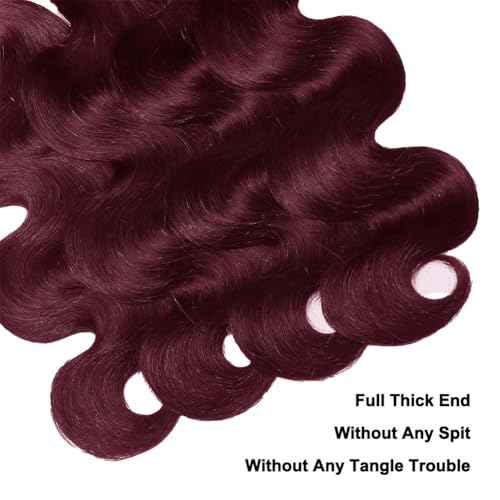 Burgundy Body Wave Bundle 28Inch Brazilian Hair Wine Red Body Wave Human Hair Bundles Hair Extensions