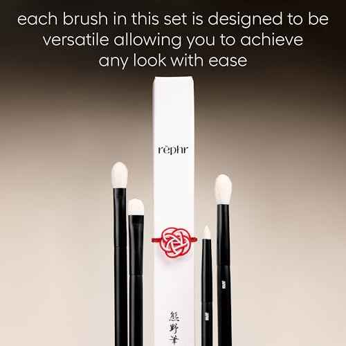 rephr The Core Eye Set ? 4 Natural Goat Hair Makeup Brushes for Blending, Shading, Detail & Crease, Handmade in Kumano, Japan
