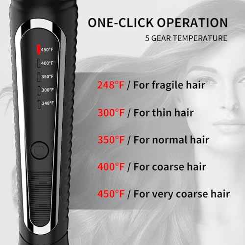 MCH Ceramic Curling Iron with 7-Inch Barrel, Adjustable Temperature, LED Display, and Dual Voltage for Long Hair - Professional Curling Wand with Instant Heat up to 450¡ÆF