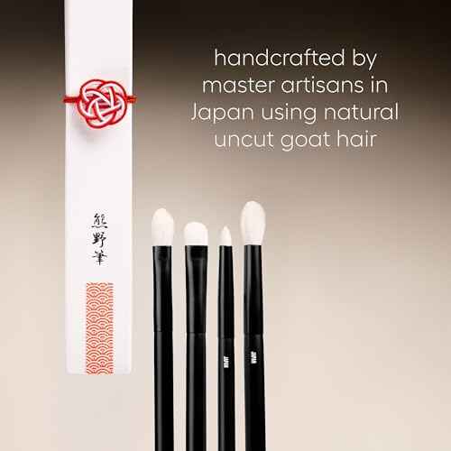 rephr The Core Eye Set ? 4 Natural Goat Hair Makeup Brushes for Blending, Shading, Detail & Crease, Handmade in Kumano, Japan