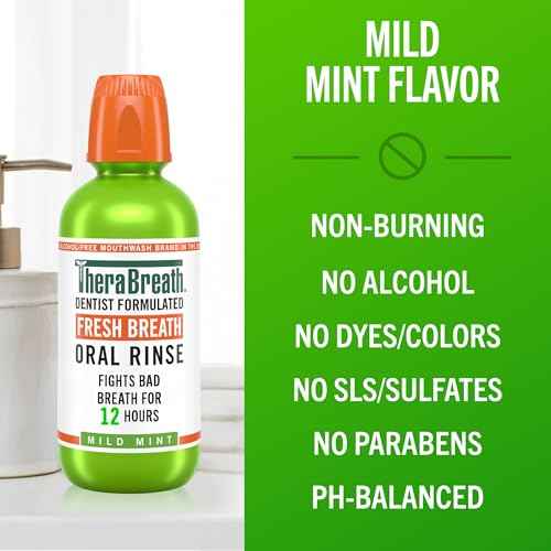 TheraBreath Fresh Breath Mouthwash, Mild Mint, Alcohol-Free, 1 Liter
