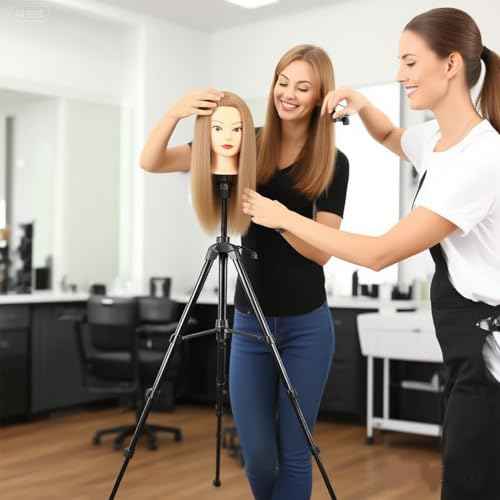 Mannequin Head Stand, 57 Inch Adjustable Wig Stand Tripod Metal Upgrade Foldable Wig Tripod Stand for Cosmetology Hairdressing Training