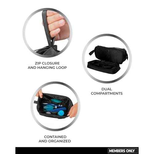 Members Only Dual Dopp Kit Toiletry Bag, Mens Dopp Kit for Travel with Dual Compartments, Mens Toiletry Travel Bag