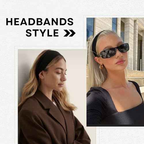 7 PCS Black Headbands for Women Cotton Non Slip Hair Bands Sweat Thick Headband Hair Accessories