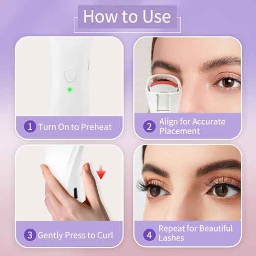 Heated Eyelash Curlers, Rechargeable Electric Eyelash Curler with Dual-Arc Design & 2 Adjustable Temperature - Safe Gentle Heated Lash Curler for Natural Curl Perfect Fit for Women BAI75