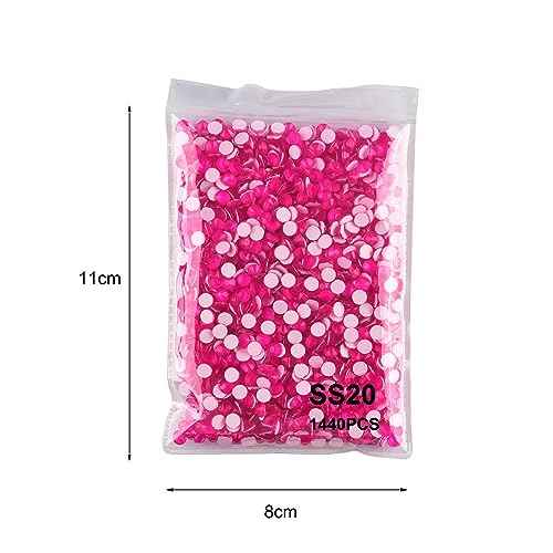 Blinginbox Flatback Glass Rhinestones,Neon Gems 1440pcs Non Hotfix Crystal Rhinestones for Nail Crafts Clothes Tumblers Face Makeup,Rose Neon,SS20