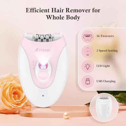 Epilator, Epilators Hair Removal for Women - 2-Speed Epilator with Massage Pad, Rechargeable LED Hair Removal Device for Face/Bikini/Arms/Legs/