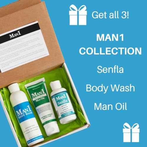 Man1 Man Oil Man1 Collection: Penile Health Gift for His Anniversary, Birthday or Holiday. Give Him a Unique Present He¡¯ll Love. Three Premium Products for Complete Penile Care, Senfla and Body Wash