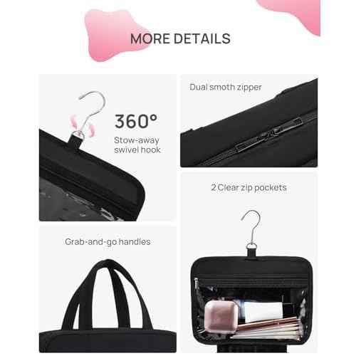 Telena Travel Toiletry Bag with Jewelry Organizer for Women, Puffy Hanging Makeup Bag Lightweight Cosmetic Bag Organizer for Travel Essentials