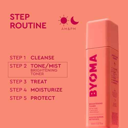 BYOMA Brightening Toner - Gently Exfoliating & Hydrating Facial Treatment with Lipids & Lactic Acid - Alcohol-Free for Barrier Repair - 5.07 Fl. Oz