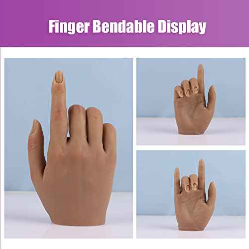 Life Size Female Mannequin Hand for Sketching & Display - Silicone Nail Practice Hands - Jewelry Ring Glove Watch Holder - 18cm, Light Brown (1 Pair)