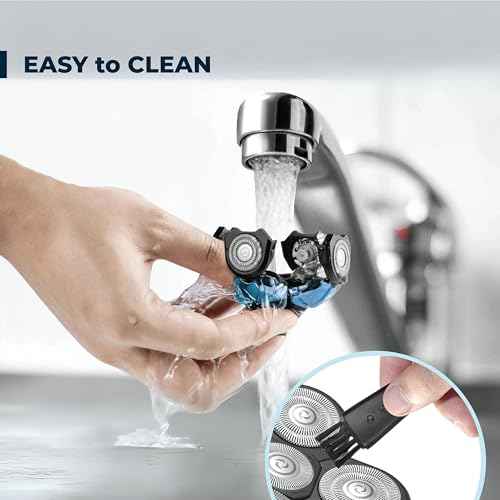 2 Pack Shaver Replacement Blades Compatible with Freedom Head Electric Razor Shaving, 5 Blades Shaver Replacement Heads for Head Shavers for Bald Men, Replacement Blades for Head Shaver Kit, 2 Brush