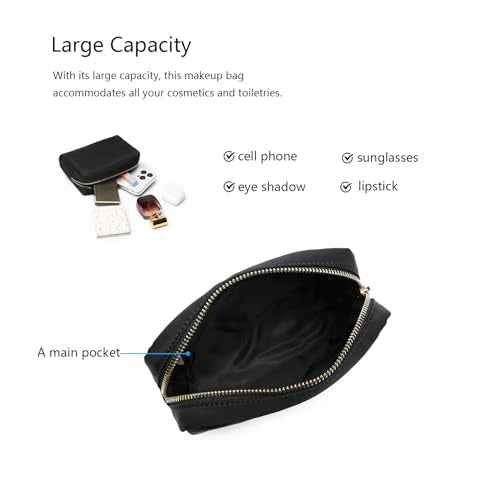 Waterproof Makeup Bag Large Capacity Women's Classic Black Wash Bag Adjustable Partition Wash Bag Brush and Cosmetic Carrying Bag¡¦
