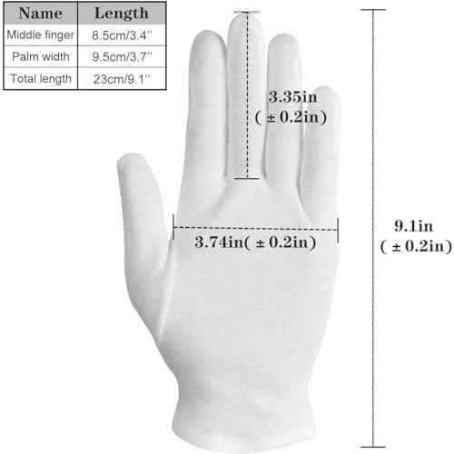 100% Cotton Women's Gloves - 10 Pairs, White, Dry Hands Eczema - Serving - Archival Coin Jewelry Inspection