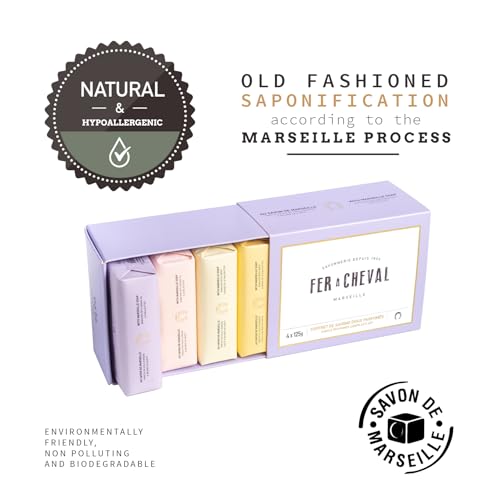 Fer ? Cheval Gentle Perfumed Soaps Gift Set, 4x125g/4.41oz - Marseille Vegetable Soap with Shea Butter and Softening Oils