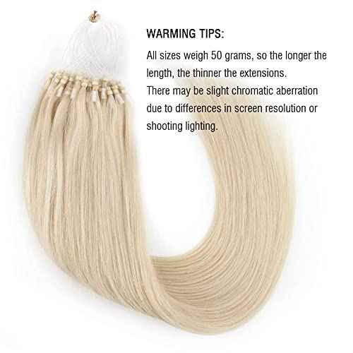 ABH AMAZINGBEAUTY Micro Loop Hair Extensions - 50G 50S Bonded, 20 Inches Platinum Blonde, Microlinks for Women - Human Hair