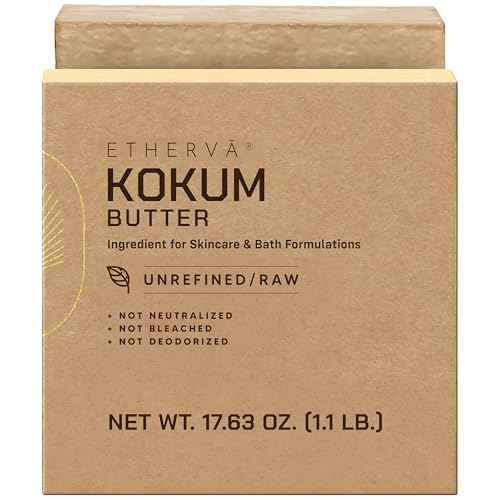 Raw Kokum Butter | Truly Raw Unrefined | Non-Deodorized & Unbleached | Strong Natural Scent | Hard Block | Wild Grown Organic | Bulk DIY Soap Making | Thickener for Skin, Body & Hair | 1.1 lb