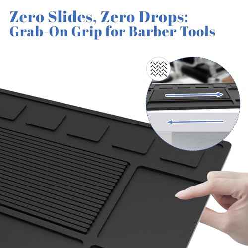 Magnetic Barber Mat for Clippers with 6 Magnets, Barber Station Organizer Magnetic Tool Mat, Barber Matt Organizer Station, Magnetic Clipper Mat for Tools Pad for Grooming Table Tray Stations Clipper