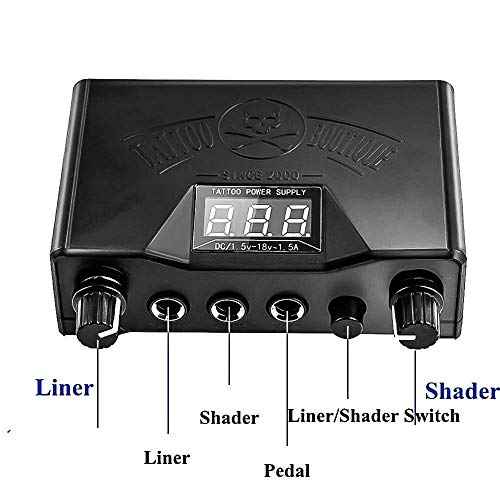 Dual Digital Tattoo Machine Power Supply Kit with Foot Pedal and Clip Cord