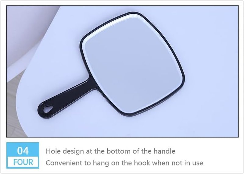 Handheld Mirror - Multi-Purpose Distortion-Free Reflection | Square Black 31x23cm for Salon & Hairdressing
