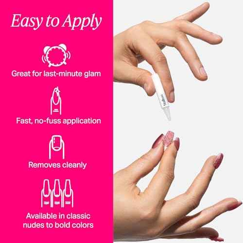 Nailboo Press On Nails, Salon-Quality Reusable Fake Nails for Fast DIY Manicure with Strong Hold Nail Glue for Press Ons, Nail File, & Alcohol Prep Pads, Frenchie