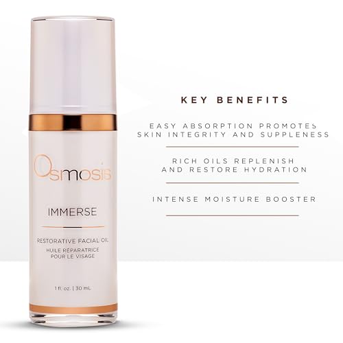 OSMOSIS IMMERSE Restorative Hydrating Facial Oil with Emu and Raspberry Seed Oil, and Calendula Flower, 1 fl oz