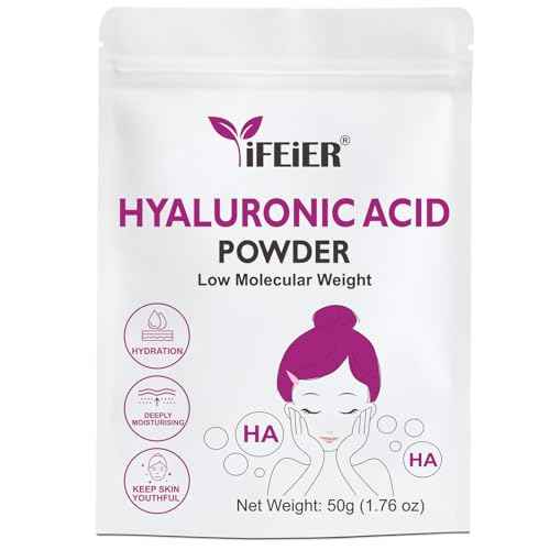 Hyaluronic Acid Powder | Low Molecular Weight Hyaluronic Acid Powder | 50g(1.76oz) Cosmetics Grade | Sodium Hyaluronate HA | LMW HMW HA ingredient for DIY Serums