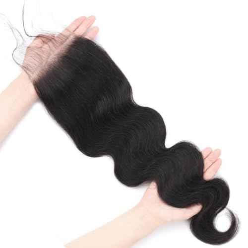 5x5 Transparent HD Lace Closure Body Wave Human Hair Lace Closure Invisible 12A Brazilian Virgin Human Hair Closure Free Part 5x5 100% Real Closure Pre Plucked Natural Black 22 Inch
