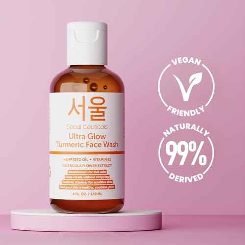 SeoulCeuticals Korean Turmeric Face Wash Cleanser ? Vegan Cruelty Free Korean Skincare Facial Cleanser ? K Beauty Skin Care for Dry Sensitive Skin 4oz